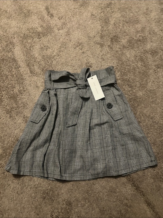 Lush Dresses & Skirts - Lush Gray Plaid Paperbag Waist Mini Skirt with Belt